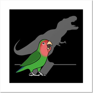 T-Rex Shadow Rosy faced Green Lovebird Posters and Art